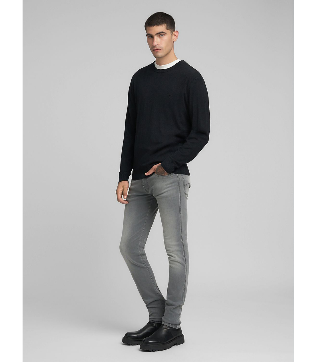 R刺しゅうウールブレンドプルオーバー 詳細画像 ブラック 4